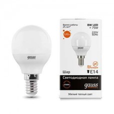 Лампа светодиодная LED Elementary Globe E14 8Вт 2700К Gauss 53118