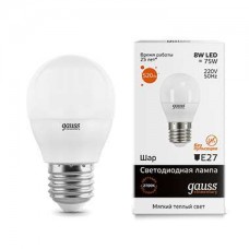 Лампа светодиодная LED Elementary Globe E27 8Вт 2700К Gauss 53218