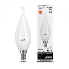 Лампа светодиодная LED Elementary Candle Tailed E14 6Вт 2700К Gauss 34116