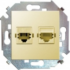 Механизм розетки компьютерной+телеф. СП RJ-11/RJ-45 Simon15 слоновая кость 1591590-031