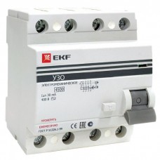 УЗО 4п 63А 30мА ВД-100 УЗО (эл-мех.) PROxima EKF elcb-4-63-30-em-pro