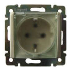 Механизм розетки 1-м СП VALENA защ.шторки  с крышкой IP44 нем. станд. слоновая кость Leg 774120
