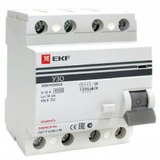 УЗО 4п 32А 30мА ВД-100 УЗО (электрон.) PROxima EKF elcb-4-32-30e-pro
