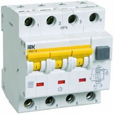 Дифавтомат 3п+N 2мод. C 25A 30mA тип A 6kA АВДТ-34 ИЭК MAD22-6-025-C-30