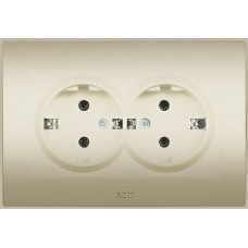 Розетка Cosmo с заземлением двойная титаниум ABB 632-011400-907