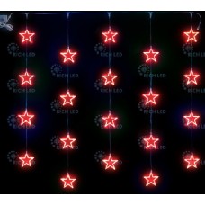 Занавес 2*2 Звезды, КРАСНЫЙ, прозрачный провод RL-CMST2*2-T/R