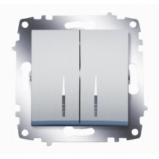 Выключатель 2-кл. Cosmo с подсветкой алюм. ABB 619-011000-203