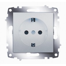Розетка Cosmo с заземлением защитные шторки алюм. ABB 619-011000-243