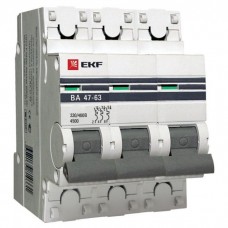 Автоматический выключатель 3п С 2А ВА 47-63 4.5кА PROxima EKF mcb4763-3-02C-pro