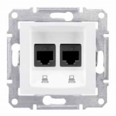 Механизм розетки компьютерной 1-м СП RJ45+RJ45 Sedna белый SchE SDN4400121