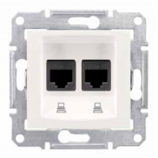 Механизм розетки компьютерной 1-м СП RJ45+RJ45 Sedna беж. SchE SDN4400147