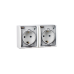 Розетка 2-м ОП Simon15 с заземлением  с крышкой IP54 белый 1594433-030