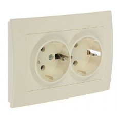 Розетка Cosmo с заземлением двойная крем. ABB 632-010300-907