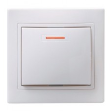 Выключатель 1-кл. СП КВАРТА с инд. 10А IP20 ВС10-1-1-КБ белый ИЭК EVK11-K01-10-DM