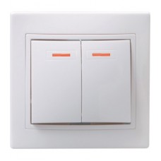 Выключатель 2-кл. СП КВАРТА с инд. 10А IP20 ВС10-2-1-КБ белый ИЭК EVK21-K01-10-DM
