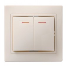 Выключатель 2-кл. СП КВАРТА с инд. 10А IP20 ВС10-2-1-ККм крем. ИЭК EVK21-K33-10-DM